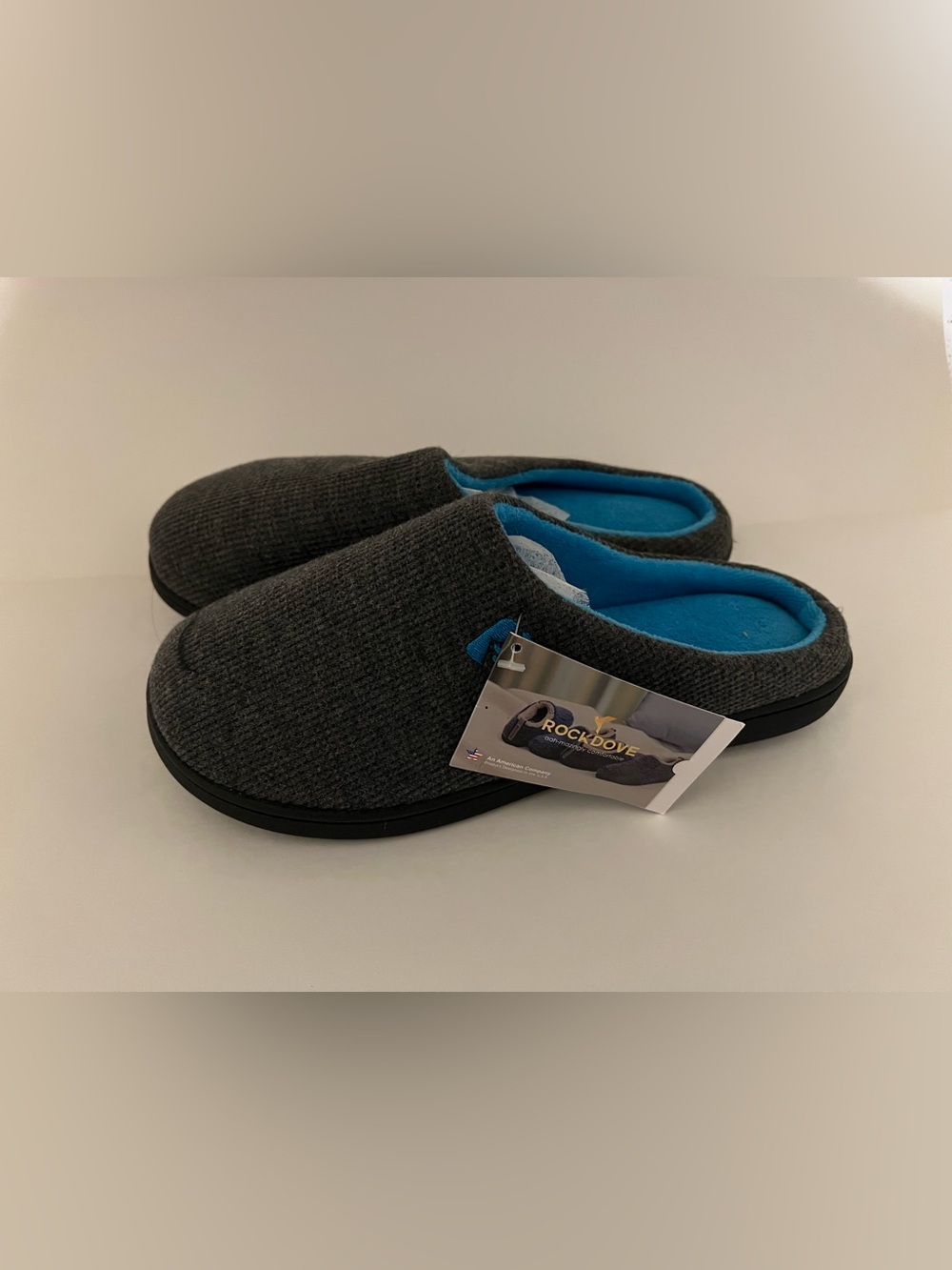 RockDove Men’s Gray Slip-On Comfort Loafers with Blue Lining
